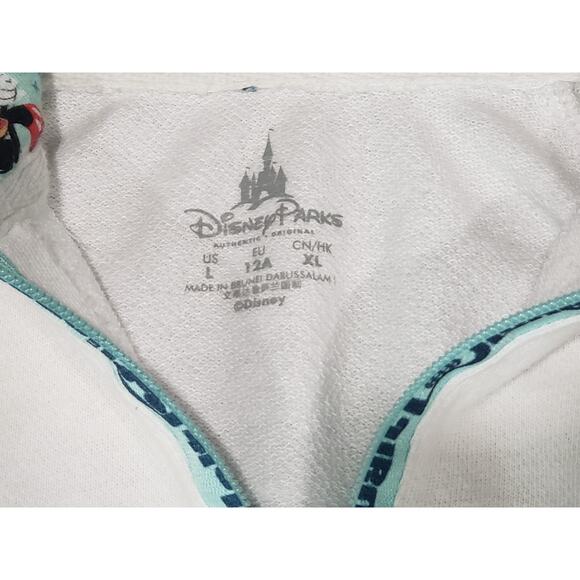 Disney Parks Walt World Character White Pullover Zip Front Hooded Pocket Sweater - Picture 4 of 8